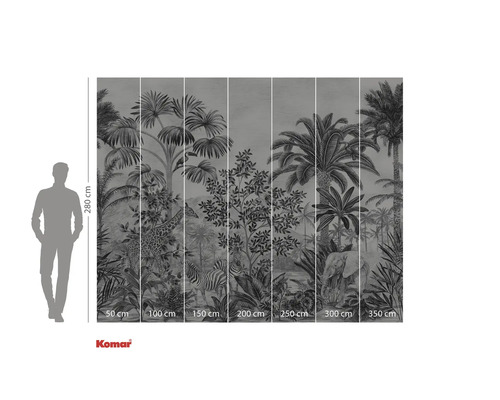 Fotobehang met jungle motieven, inclusief giraffe, zebra en olifant