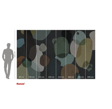 Fotobehang met abstract kiezelsteen ontwerp en maatvoering.