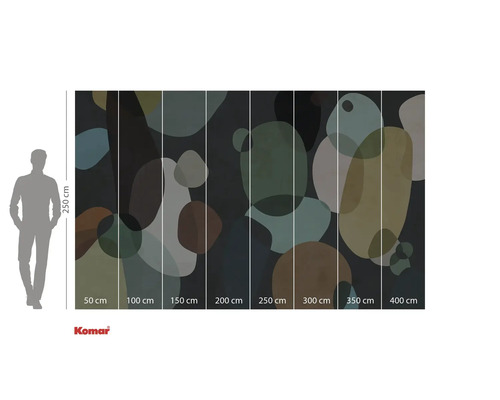 Fotobehang met abstract kiezelsteen ontwerp en maatvoering.