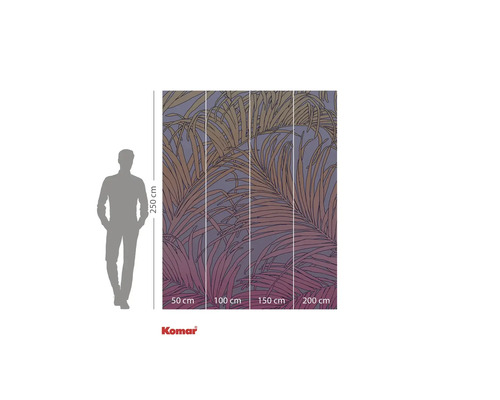 Fotobehang met palmmotief en maataanduidingen