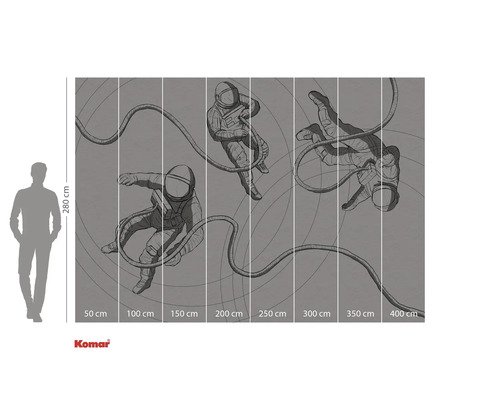Illustratie van een fotobehang met astronauten in de ruimte