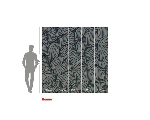 Fotobehang met bladerenontwerp en maataanduidingen