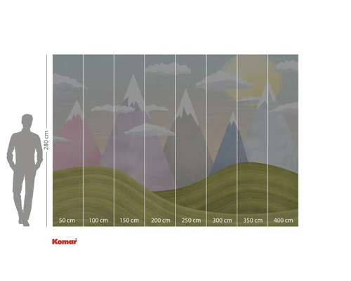 Fotobehang met bergmotief, 280 cm hoog en 400 cm breed