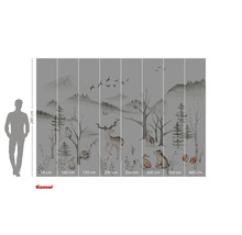 Fotobehang met bosdiermotief en maataanduidingen