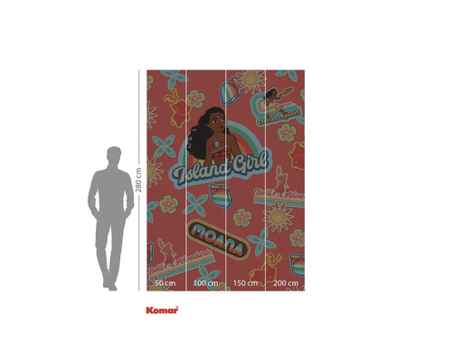 Fotobehang met motieven uit de film Vaiana en maataanduidingen