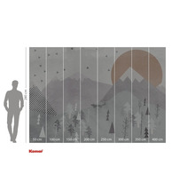 Fotobehang met bos-, berg- en zonmotief, 280 bij 400 cm