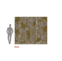 Fotobehang met botanisch patroon en maataanduidingen.