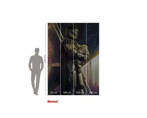 Komar fotobehang Star Wars The Mandalorian en Baby Yoda, 280 cm hoog, toont een scène uit de serie.