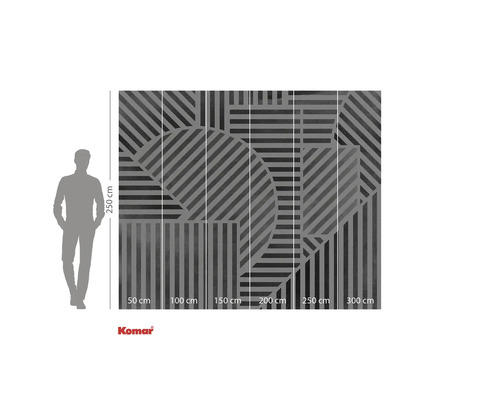 Komar fotobehang met geometrisch streepjespatroon en maataanduidingen