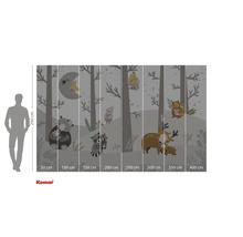 Fotobehang met bosdieren en bomen in de kinderkamer