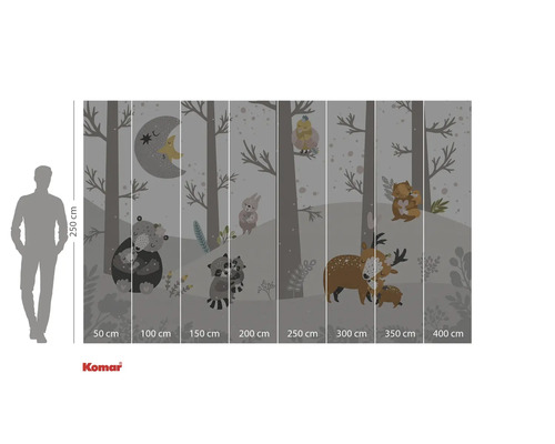 Fotobehang met bosdieren en bomen in de kinderkamer