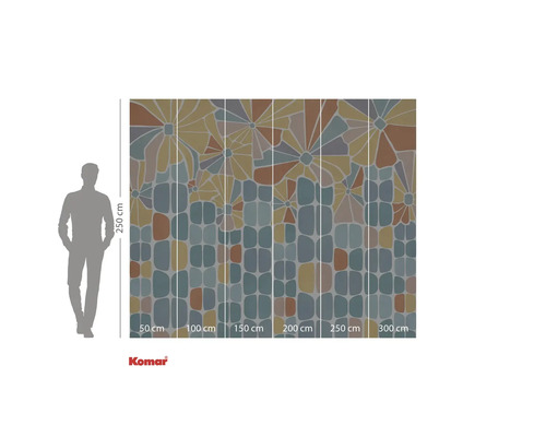 Komar fotobehang met bloemen en geometrische vormen, afmetingen 250 cm hoog en 300 cm breed