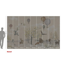 Fotobehang met bosdieren en luchtballonnen