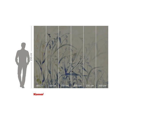 Fotobehang met plantenmotief en maataanduidingen