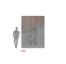 Komar wanddecoratie met een afbeelding van ijskoningin Elsa, bestaande uit vier delen, met een hoogte van 280 centimeter.