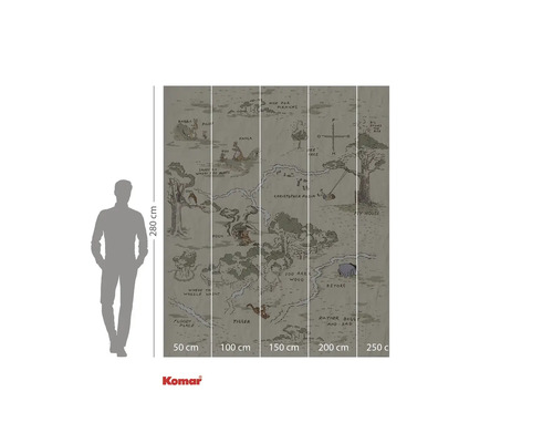 Komar Winnie de Poeh muurschildering met een kaart van het Honderd Bunderbos