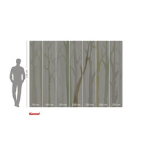 Komar fotobehang met boommotief en maataanduidingen.