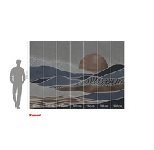 Komar fotobehang met abstract bergmotief en zon, voor wanddecoratie