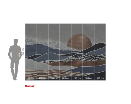 Komar fotobehang met abstract bergmotief en zon, voor wanddecoratie