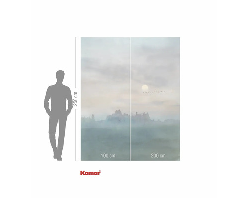 Komar fotobehang met landschapsmotief en maatindicaties