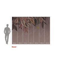 Behang met bladerenmotief en maataanduidingen