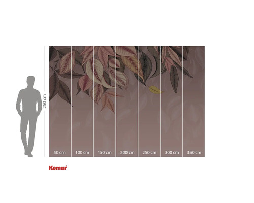 Behang met bladerenmotief en maataanduidingen