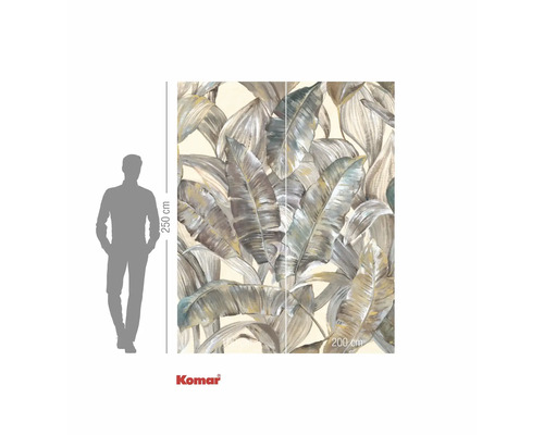 Komar fotobehang met tropisch bladdessin, 250 cm hoog en 200 cm breed