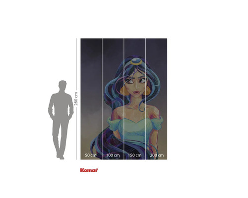 Komar Jasmine vliesbehang, 4-delig, met een illustratie van Disney-prinses Jasmine.
