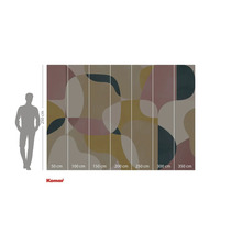 Fotobehang met abstract cirkelpatroon en maataanduidingen