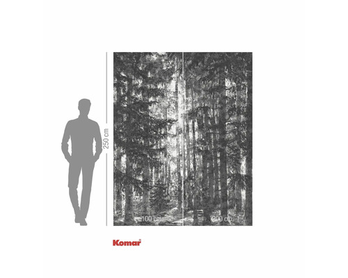 Fotobehang met bosmotief en maatindicaties