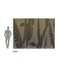 Komar fotobehang met bladerenmotief en maatindicaties.