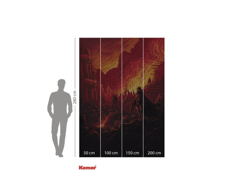 Komar Star Wars fotobehang met troepen op rode achtergrond, 280 bij 200 centimeter