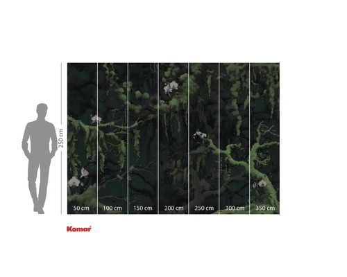 Komar fotobehang met orchideeën en mos, maatindicatie