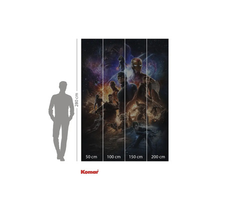 Komar muurschildering met Avengers motief en maataanduiding