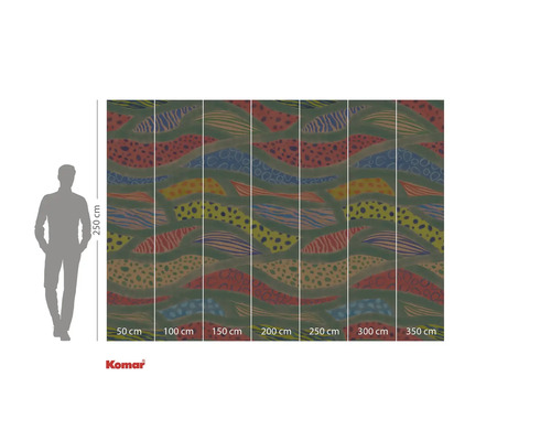 Fotobehang met grafisch patroon en maataanduidingen
