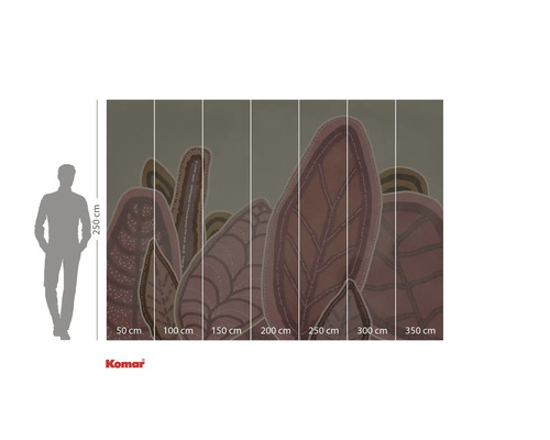 Fotobehang met plantmotief en maataanduidingen