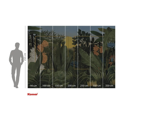 Komar fotobehang met jungle-motief en maataanduidingen