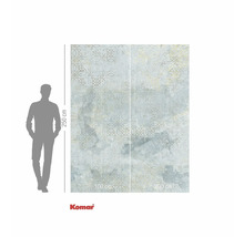 Komar fotobehang met geometrisch patroon en maatindicaties.