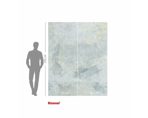 Komar fotobehang met geometrisch patroon en maatindicaties.