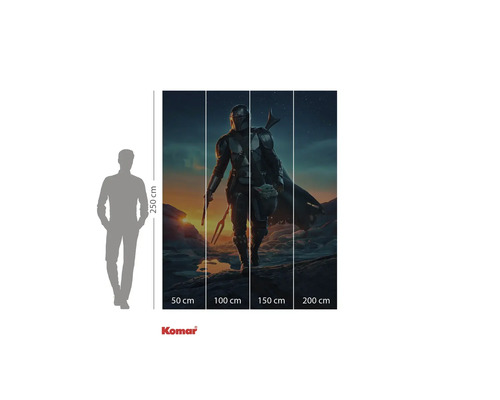 Vierdelig fotobehang met Mandalorian motief en maataanduidingen