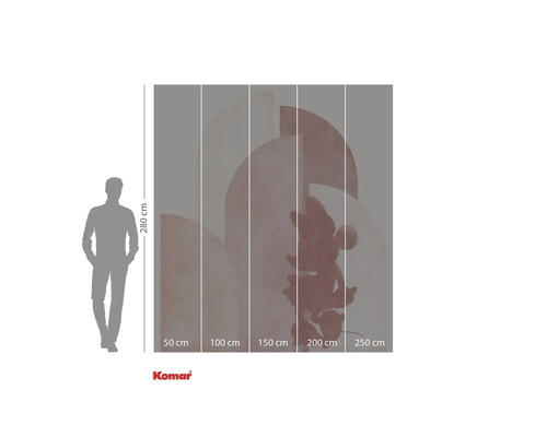 Fotobehang met Mickey Mouse motief en maatgegevens.