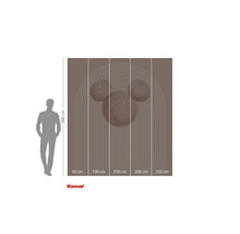 Fotobehang met Mickey Mouse motief en afmetingen.