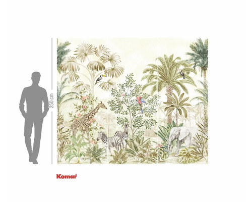 Komar jungle fotobehang met giraf, zebra en olifant