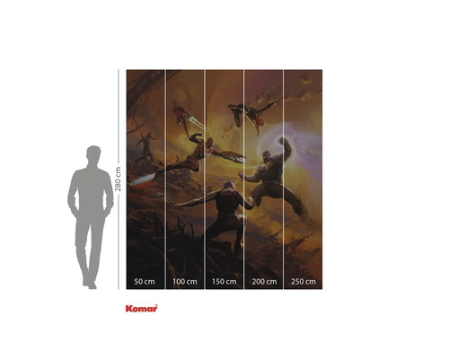 Avengers muurschildering met afmetingen van 280 bij 350 centimeter