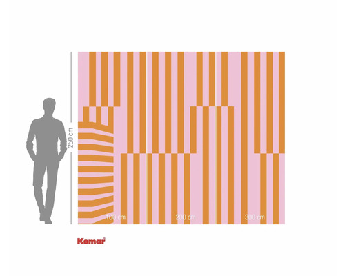 Afmetingen van het fotobehang met streepjespatroon en maataanduidingen