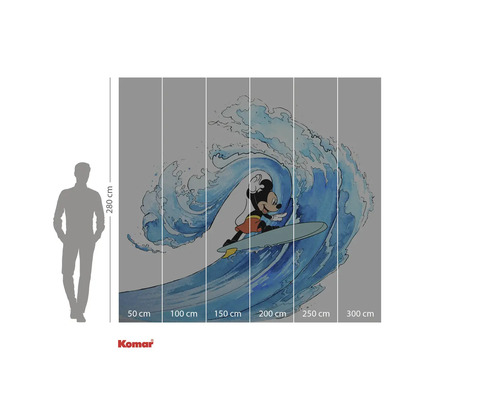 Fotobehang met Mickey Mouse die surft op een golf