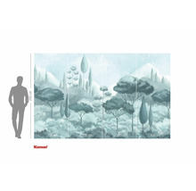 Fotobehang met boslandschap en maataanduidingen