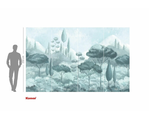 Fotobehang met boslandschap en maataanduidingen