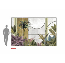 Fotobehang met plantmotieven en hoogte-aanduiding