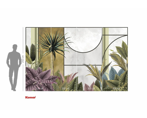 Fotobehang met plantmotieven en hoogte-aanduiding